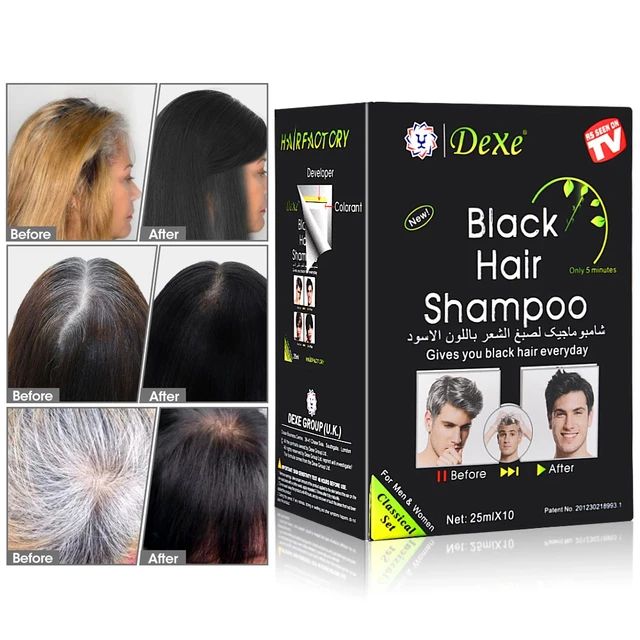 🤩BLACK HAIR DEXE- Shampoo cubre canas X10🤩