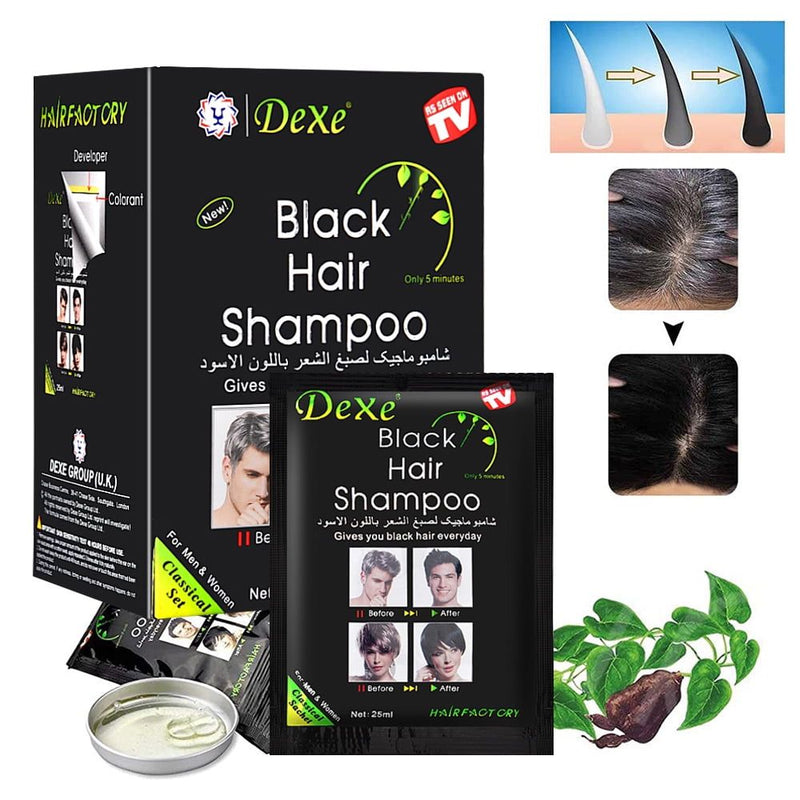 🤩BLACK HAIR DEXE- Shampoo cubre canas X10🤩