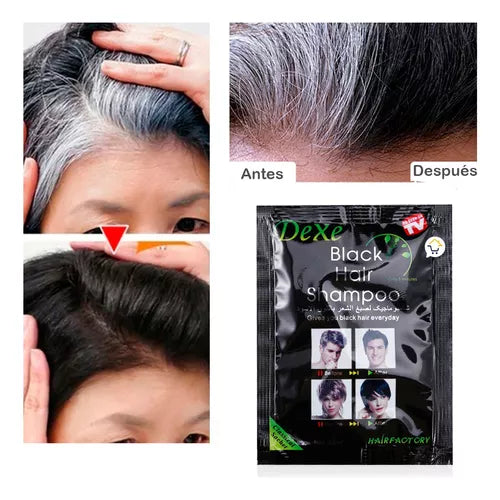 🤩BLACK HAIR DEXE- Shampoo cubre canas X10🤩